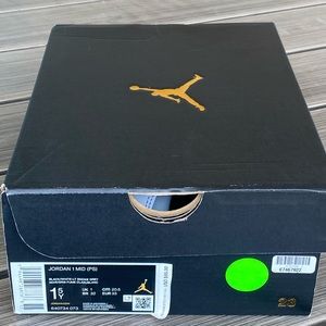 Jordan 1 Mid Black, White, and Smoke Grey size 1.5 PS